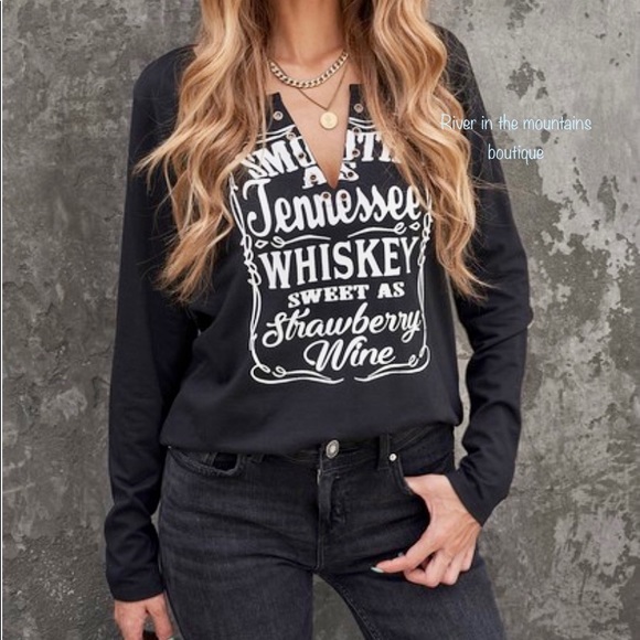 LAST ONE!!!Whiskey Sweet As Strawberry Wine Graphic Top! - Picture 2 of 6